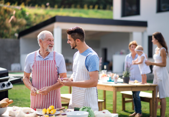 Elderly Father and Son BBQ this Father's Day